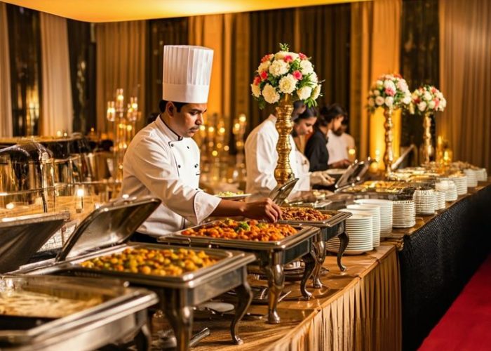 Luxury wedding catering services in Chennai with gourmet menu and premium presentation