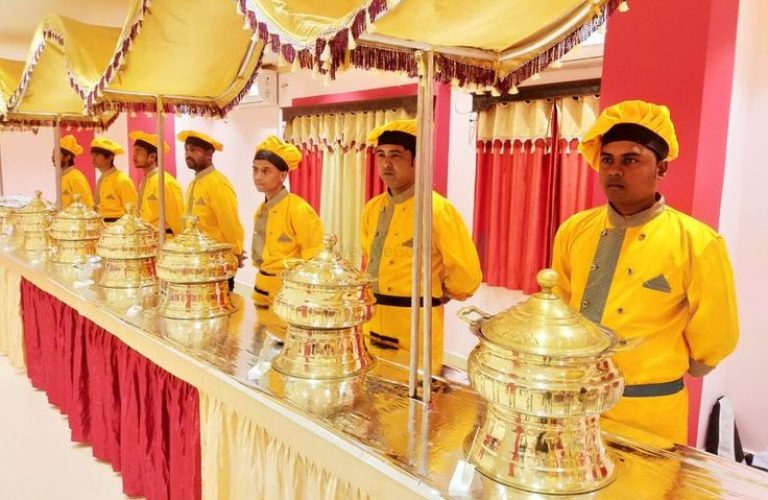 best caterers in Chennai 2026 with professional buffet catering setup, uniformed staff and hygienic food service