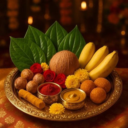 Puthandu Kanni arrangement traditional South Indian festival